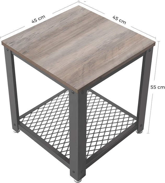 Beistelltisch, Nachttisch, Sofatisch, Wohnzimmertisch, stabil, mit Metallgestell, einfach zu montieren, Wohnzimmer, Schlafzimmer, Holzoptik, greige