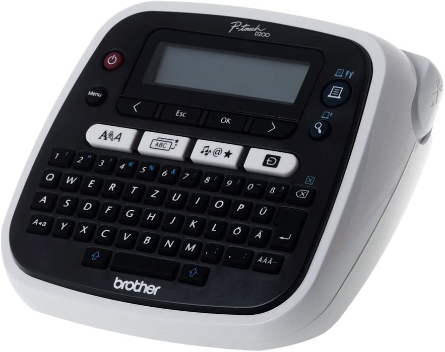 Beschriftungsgerät (für 3,5 bis 12 mm breite TZe-Schriftbänder, bis zu 20 mm/Sek. Druckgeschwindigkeit), Schwarz