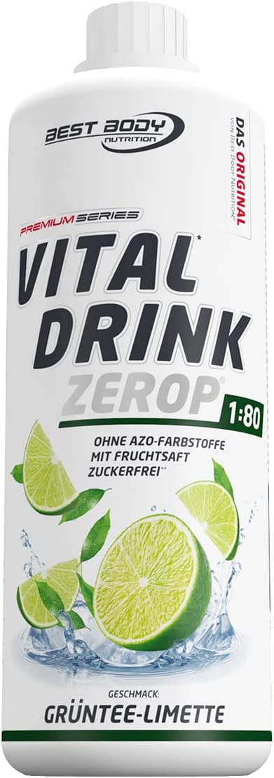Best Body Nutrition Vital Drink ZEROP - Grüntee-Limette, Original Getränkekonzentrat - Sirup - zuckerfrei, 1:80 ergibt 80 Liter Fertiggetränk,
