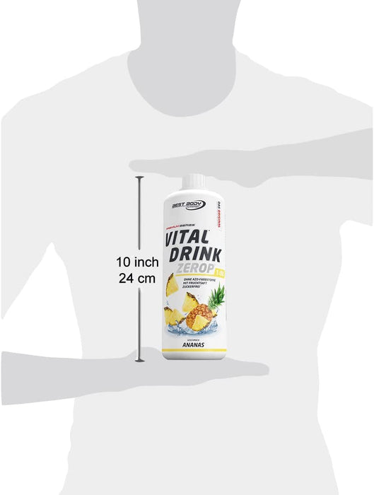 Best Body Nutrition Vital Drink ZEROP® - Ananas, Original Getränkekonzentrat - Sirup - zuckerfrei, 1:80 ergibt 80 Liter Fertiggetränk, 1000 ml