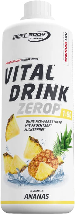 Best Body Nutrition Vital Drink ZEROP® - Ananas, Original Getränkekonzentrat - Sirup - zuckerfrei, 1:80 ergibt 80 Liter Fertiggetränk, 1000 ml