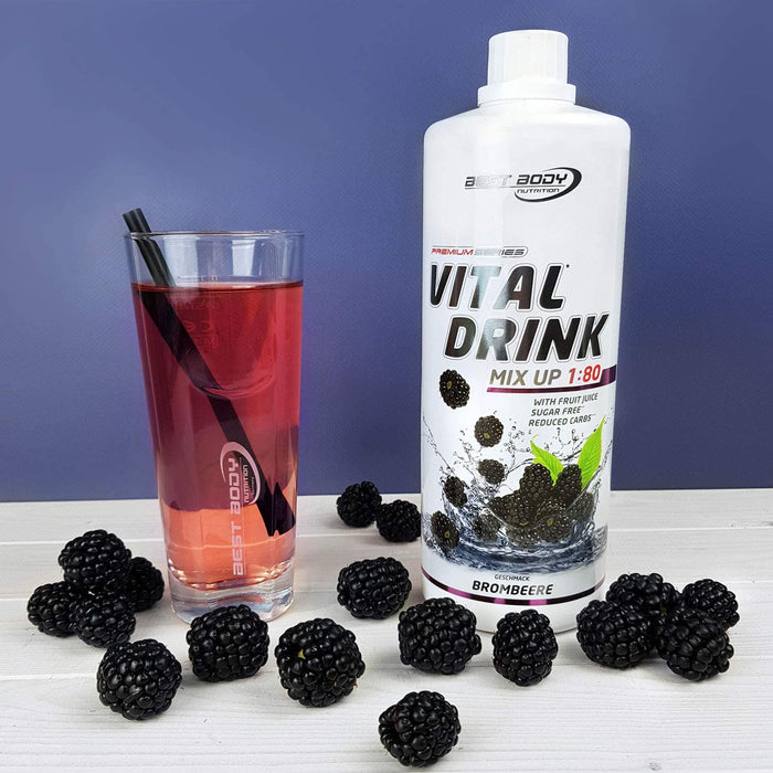 Best Body Nutrition Vital Drink ZEROP® - Brombeere, Original Getränkekonzentrat - Sirup - zuckerfrei, 1:80 ergibt 80 Liter Fertiggetränk, 1000 ml