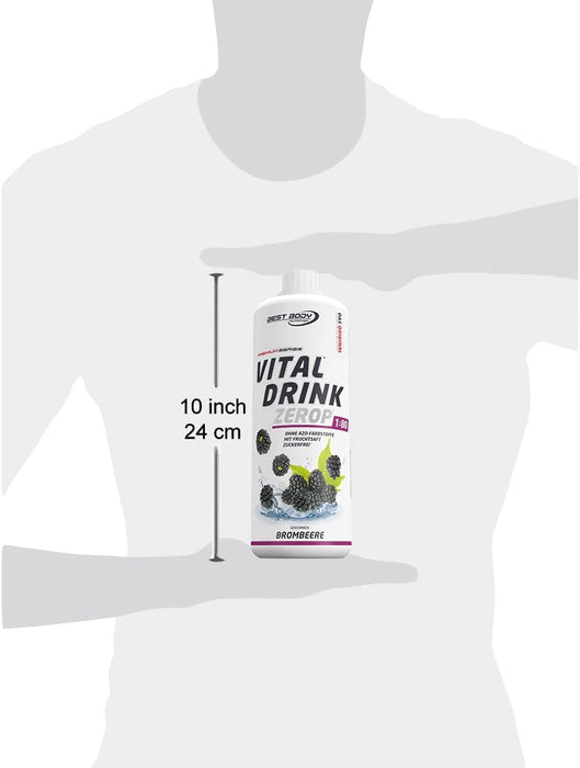 Best Body Nutrition Vital Drink ZEROP® - Brombeere, Original Getränkekonzentrat - Sirup - zuckerfrei, 1:80 ergibt 80 Liter Fertiggetränk, 1000 ml