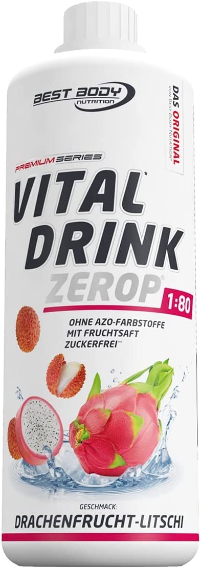 Best Body Nutrition Vital Drink ZEROP® - Drachenfrucht-Litschi, Original Getränkekonzentrat - Sirup - zuckerfrei, 1:80 ergibt 80 Liter Fertiggetränk