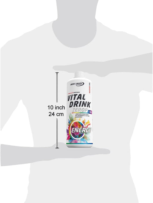 Best Body Nutrition Vital Drink ZEROP® - Energy mit 60 mg Koffein, Original Getränkekonzentrat - Sirup - zuckerfrei, 1:80 ergibt 80 Liter Fertiggetränk