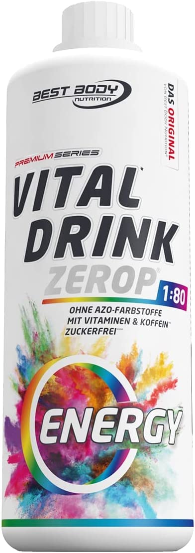 Best Body Nutrition Vital Drink ZEROP® - Energy mit 60 mg Koffein, Original Getränkekonzentrat - Sirup - zuckerfrei, 1:80 ergibt 80 Liter Fertiggetränk