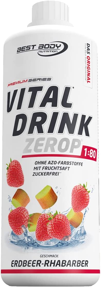 Best Body Nutrition Vital Drink ZEROP® - Erdbeer-Rhabarber, Original Getränkekonzentrat - Sirup - zuckerfrei, 1:80 ergibt 80 Liter Fertiggetränk