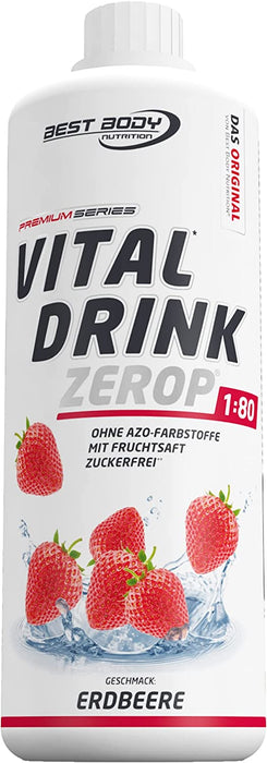 Best Body Nutrition Vital Drink ZEROP® - Erdbeere, Original Getränkekonzentrat - Sirup - zuckerfrei, 1:80 ergibt 80 Liter Fertiggetränk, 1000 ml