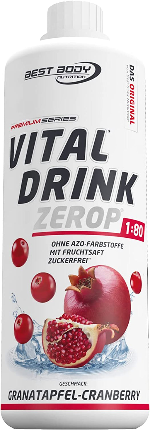 Best Body Nutrition Vital Drink ZEROP® - Granatapfel-Cranberry, Original Getränkekonzentrat - Sirup - zuckerfrei, 1:80 ergibt 80 Liter Fertiggetränk
