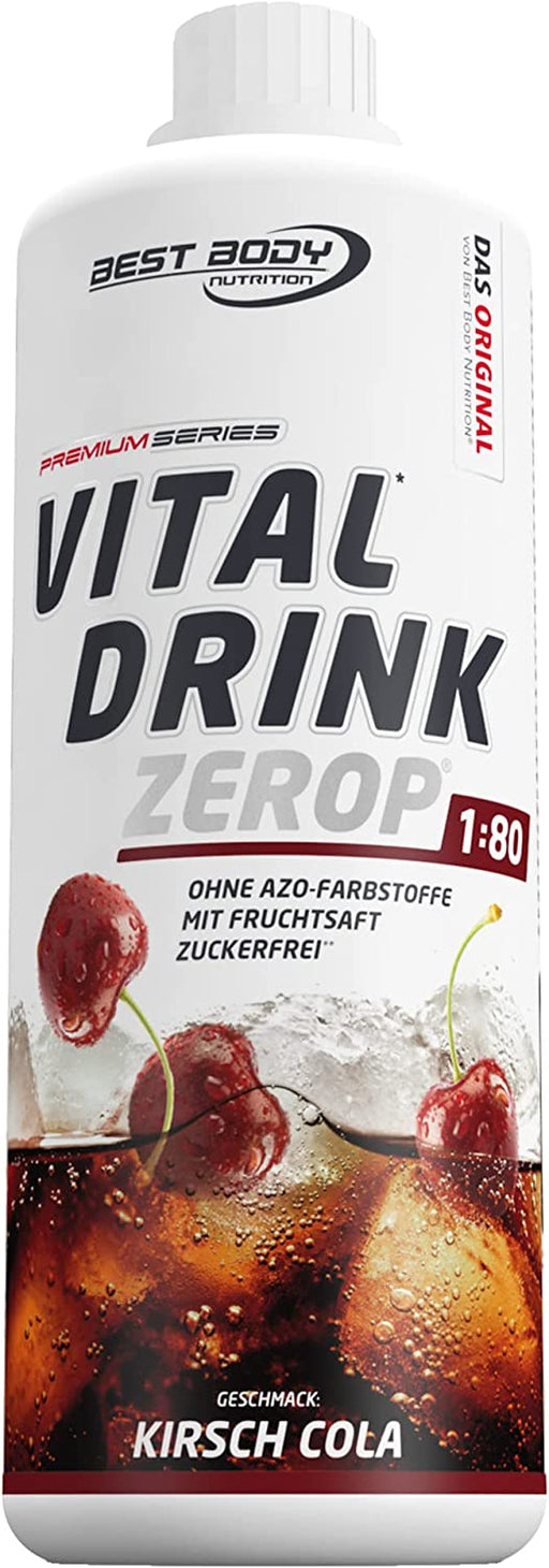 Best Body Nutrition Vital Drink ZEROP® - Kirsch-Cola, Original Getränkekonzentrat - Sirup - zuckerfrei, 1:80 ergibt 80 Liter Fertiggetränk, 1000 ml