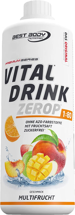 Best Body Nutrition Vital Drink ZEROP® - Multifrucht, Original Getränkekonzentrat - Sirup - zuckerfrei, 1:80 ergibt 80 Liter Fertiggetränk, 1000 ml