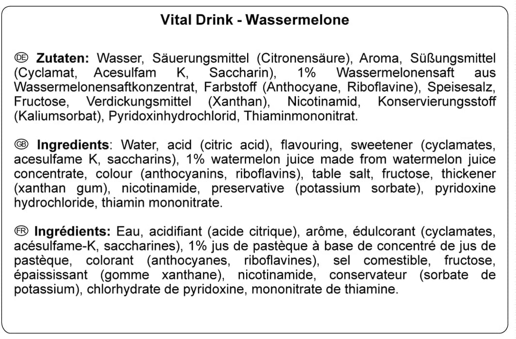Best Body Nutrition Vital Drink ZEROP® - Wassermelone, Original Getränkekonzentrat - Sirup - zuckerfrei, 180 ergibt 80 Liter Fertiggetränk, 1000 ml