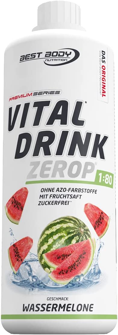 Best Body Nutrition Vital Drink ZEROP® - Wassermelone, Original Getränkekonzentrat - Sirup - zuckerfrei, 180 ergibt 80 Liter Fertiggetränk, 1000 ml