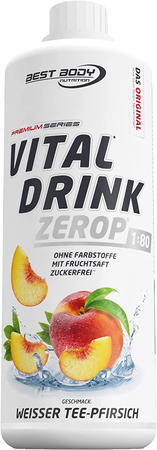 Best Body Nutrition Vital Drink ZEROP® - Weißer Tee-Pfirsich, Original Getränkekonzentrat - Sirup - zuckerfrei, 1:80 ergibt 80 Liter Fertiggetränk, 1000 ml