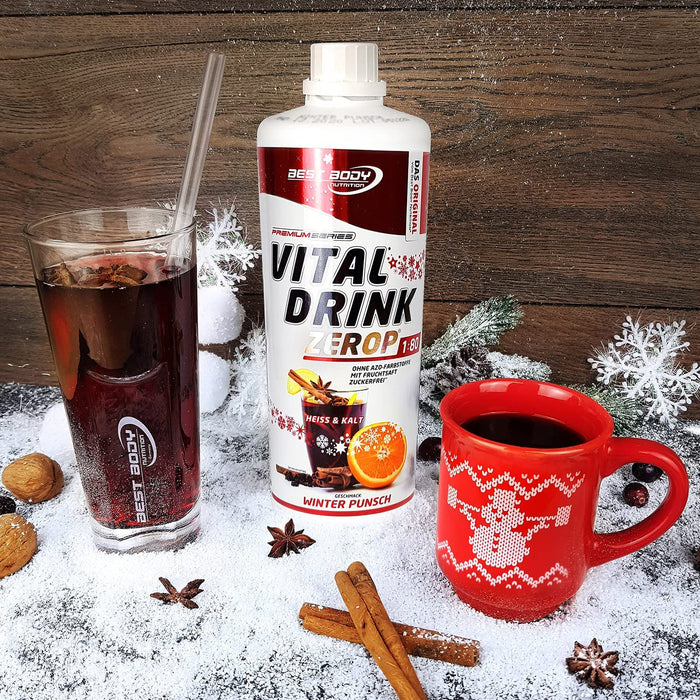 Best Body Nutrition Vital Drink ZEROP® - Winter Punsch Limited Edition, Original Getränkekonzentrat - Sirup - zuckerfrei, 1:80 ergibt 80 Liter Fertiggetränk, 1000 ml