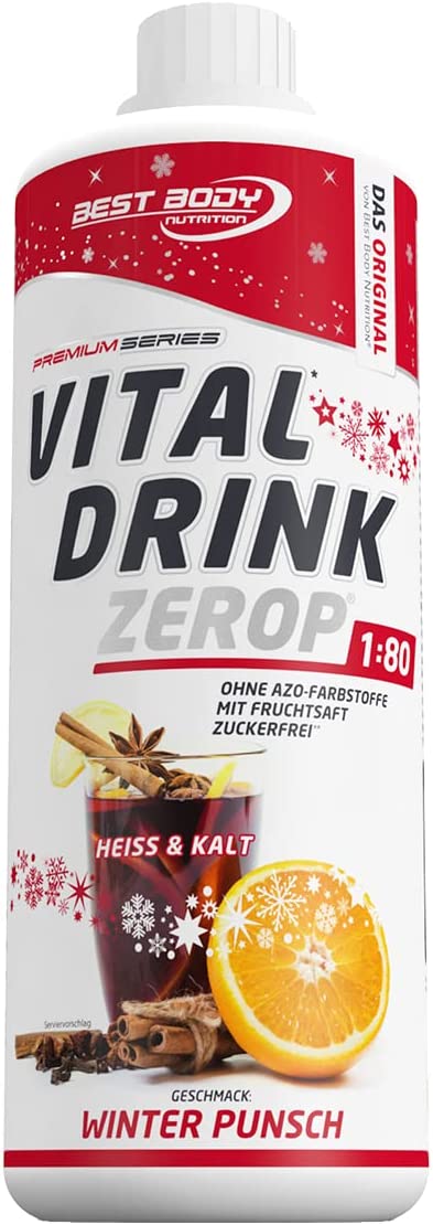 Best Body Nutrition Vital Drink ZEROP® - Winter Punsch Limited Edition, Original Getränkekonzentrat - Sirup - zuckerfrei, 1:80 ergibt 80 Liter Fertiggetränk, 1000 ml