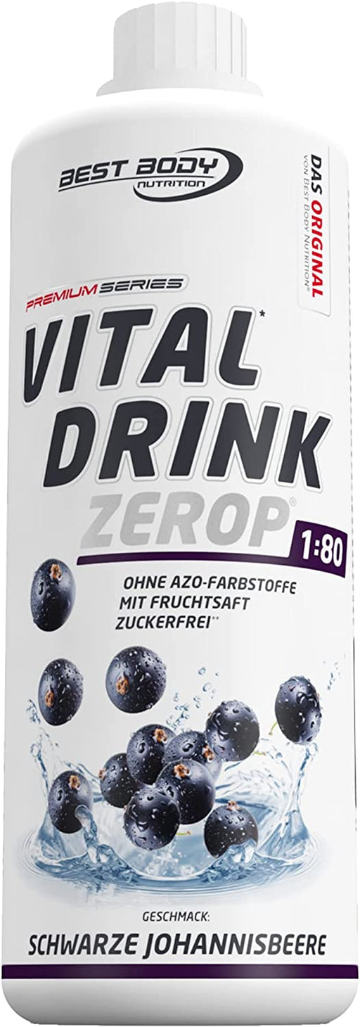 Best Body Nutrition Vital Drink ZEROP® - schwarze Johannisbeere, Original Getränkekonzentrat - Sirup - zuckerfrei, 1:80 ergibt 80 Liter Fertiggetränk
