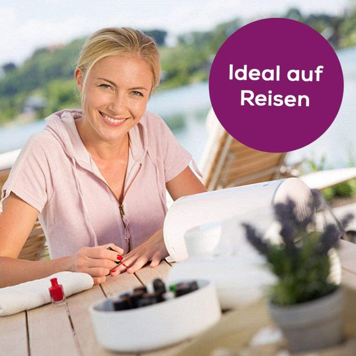 Beurer Maniküre-/ Pediküre-Set, elektrische Nagelfeile mit 7 Aufsätzen, helles LED Licht, für gepflegte Nägel, mit Aufbewahrungstasche, Weiß