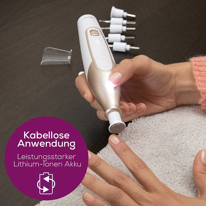 Maniküre Pediküreset, elektrisches Nagelpflegeset mit Akku, 10 Aufsätze zur Nagelpflege für schöne Hände und Füße, mit LED Licht, Einheitsgröße