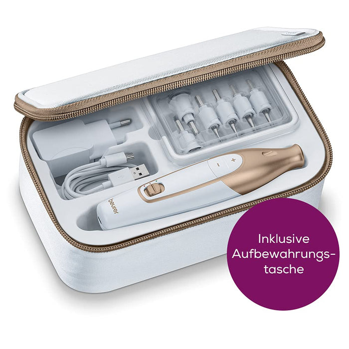 Maniküre Pediküreset, elektrisches Nagelpflegeset mit Akku, 10 Aufsätze zur Nagelpflege für schöne Hände und Füße, mit LED Licht, Einheitsgröße