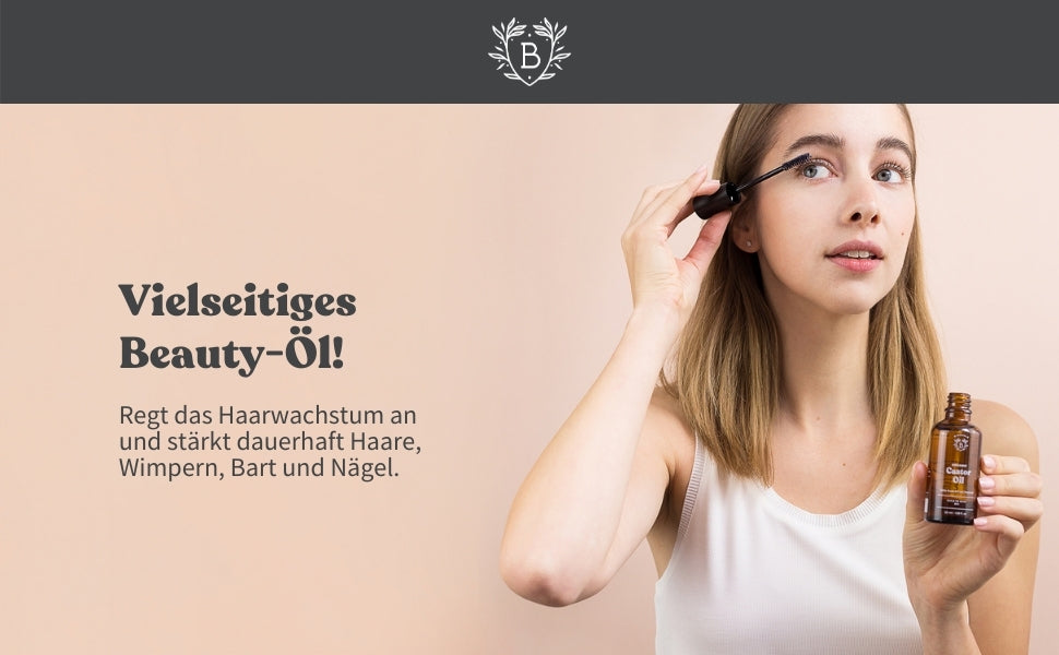 Bionoble Rizinusöl Bio 100ml - 100% Rein, Natürlich und Kaltgepresst - Wimpern, Augenbrauen, Haare, Bart, Nägel - Vegan und Cruelty Free - Castor Oil