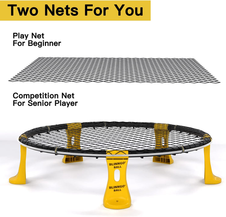 Blinngoball Outdoor Spieleset Team Games Set bestehend aus Spielnetz, 3 Bällen, Kordelzug, Lichtleiste, Ballpumpe mit 1 Nadel und Handbuch