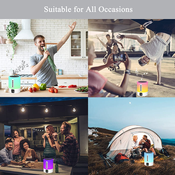 Bluetooth Lautsprecher mit Licht,White Noise Machine, Lichtwecker, Nachttischlampe Touch Dimmbar mit Wecker, 5 in 1 Multifunktional Nachtlicht