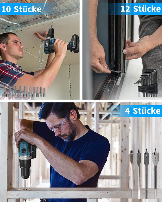 Bohrer Set Bits Set Bohrerset Bit Set Schrauberset Steckschlüssel Schrauberbits Set HSS Bohrmaschine Akkuschrauber Bitsatz Aufsätze Nüsse 199tlg