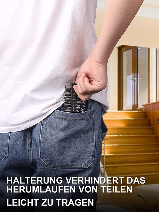 Bohrer Set Bits Set Bohrerset Bit Set Schrauberset Steckschlüssel Schrauberbits Set HSS Bohrmaschine Akkuschrauber Bitsatz Aufsätze Nüsse 199tlg