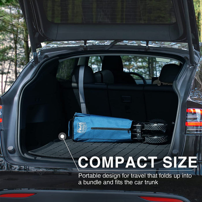 Bollerwagen Faltbar Strand Handwagen mit Seitentasche Getränkehalter verstellbarem Griff, Gartenwagen Strandwagen für Alle Gelände