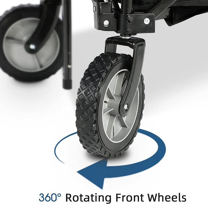 Bollerwagen Faltbar Strand Handwagen mit Seitentasche Getränkehalter verstellbarem Griff, Gartenwagen Strandwagen für Alle Gelände