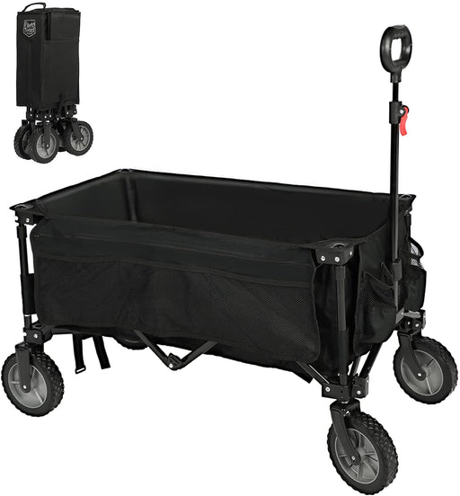 Bollerwagen Faltbar Strand Transportwagen mit Seitentasche Getränkehalter verstellbarem Griff, Gartenwagen Strandwagen für Alle Gelände