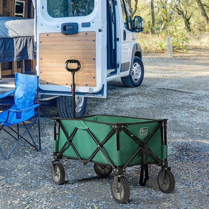 Bollerwagen Faltbar Strand Transportwagen mit Seitentasche Getränkehalter verstellbarem Griff, Gartenwagen Strandwagen für Alle Gelände