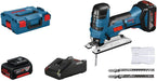 Bosch Professional 18V System Akku Stichsäge (inkl. 2x4.0 Ah Akku, Schnellladegerät, 3xStichsägeblatt, Abdeckhaube, in L-BOXX)