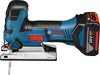 Bosch Professional 18V System Akku Stichsäge (inkl. 2x4.0 Ah Akku, Schnellladegerät, 3xStichsägeblatt, Abdeckhaube, in L-BOXX)