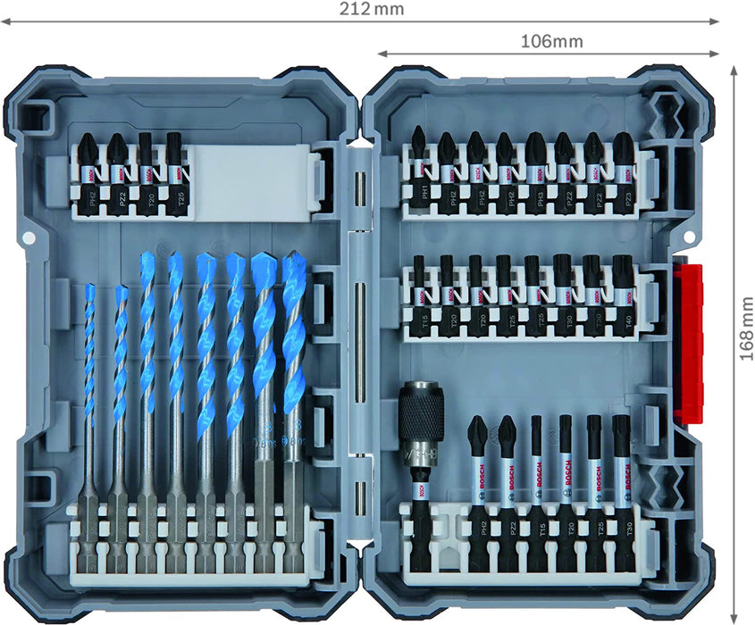 Bosch Professional 35 tlg. Multi Construction Bohrer- und Schrauberbit Set (Impact Control, Pick and Click, Zubehör Schlagschrauber)