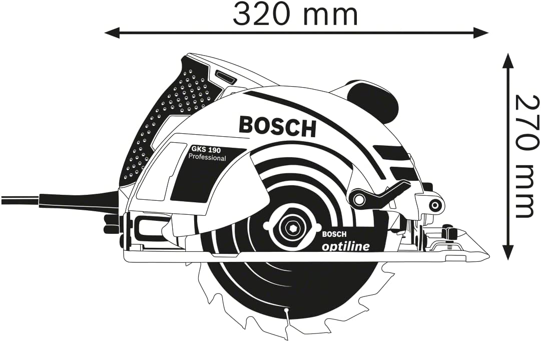 Bosch Professional Handkreissäge (1400 Watt, Kreissägeblatt: 190 mm, Schnitttiefe: 70 mm, in Karton)