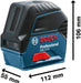 Bosch Professional Kreuzlinienlaser (roter Laser, Innenbereich, mit Lotpunkten, Arbeitsbereich: 15 m, 3x AA Batterien, Drehhalterung RM 1, Laserzieltafel, Schutztasche)