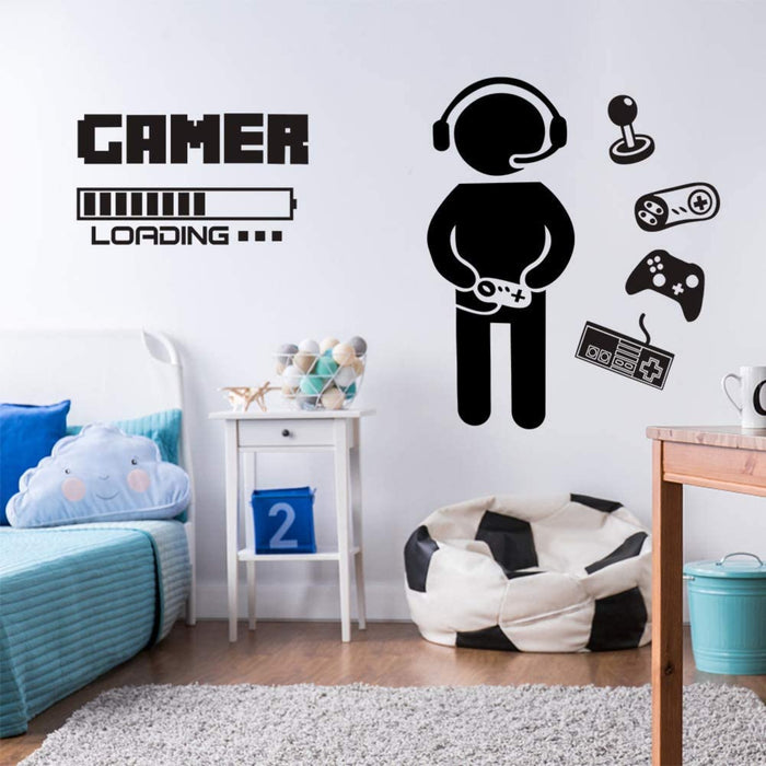 Boy Gamer Wandtattoo, Wandaufkleber, Gamer Controller Wandsticker, Wanddeko Aufkleber für Jungen Schlafzimmer Wohnzimmer Home Playroom Hintergrund