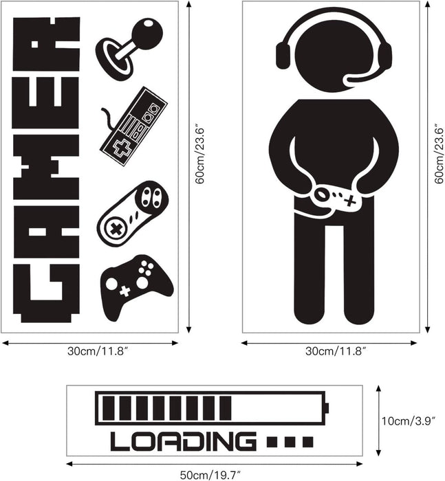 Boy Gamer Wandtattoo, Wandaufkleber, Gamer Controller Wandsticker, Wanddeko Aufkleber für Jungen Schlafzimmer Wohnzimmer Home Playroom Hintergrund