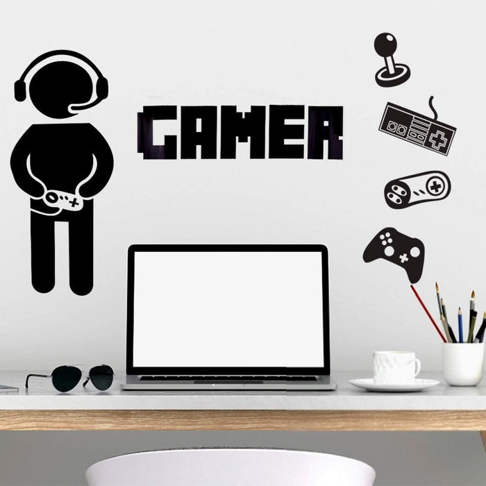 Boy Gamer Wandtattoo, Wandaufkleber, Gamer Controller Wandsticker, Wanddeko Aufkleber für Jungen Schlafzimmer Wohnzimmer Home Playroom Hintergrund