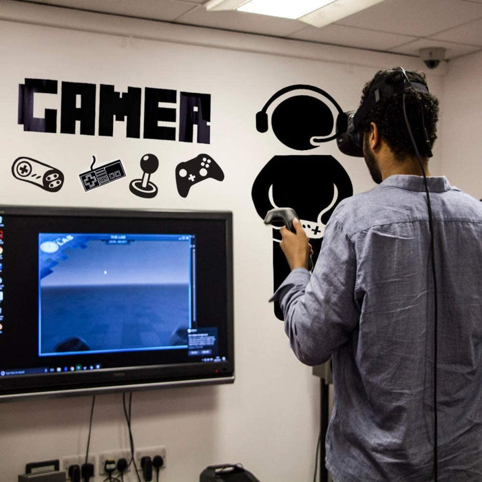 Boy Gamer Wandtattoo, Wandaufkleber, Gamer Controller Wandsticker, Wanddeko Aufkleber für Jungen Schlafzimmer Wohnzimmer Home Playroom Hintergrund