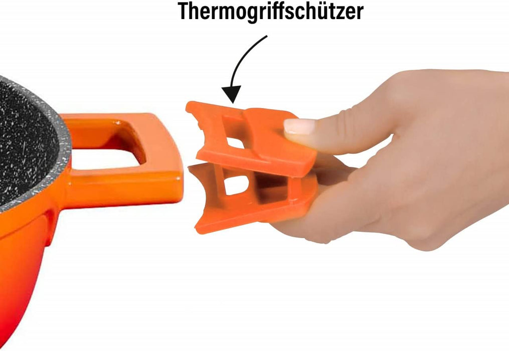 Bräter Induktion 28 cm, 4,2 L, Bräter mit Deckel, Aluguss beschichteter Topf mit echten Steinpartikeln, Schmortopf backofengeeignet, Bräter 