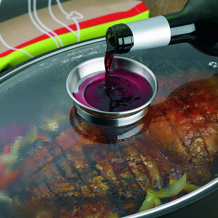 Bräter, Glasdeckel mit Aromaknopf, Aluguss 5 mm, Antihaftbeschichtung, Induktionsgeeignet, 8 l, Kerros