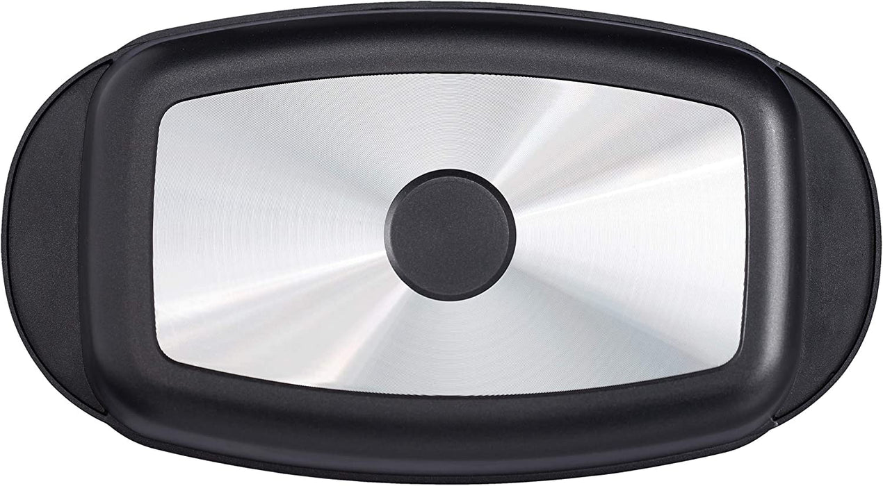 Bräter mit Glasdeckel, antihaftbeschichtet, Auflaufform, Aluguss Bräter, spülmaschinenfest, 39 cm, schwarz