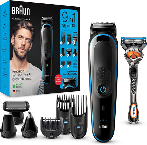 Braun Barttrimmer / Haarschneider Herren, Trimmer / Haarschneidemaschine & Rasierer, 9-in-1 Set für Bart, Gesicht, Kopf, Körper, Ohren und Nase