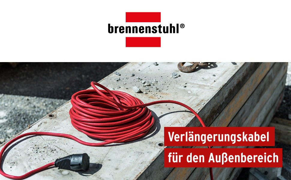 Brennenstuhl Verlängerungskabel (10m Kabel in rot, für kurzfristigen Einsatz im Außenbereich IP44, Stromkabel einsetzbar bis -35 °C, Öl- und UV-beständig)