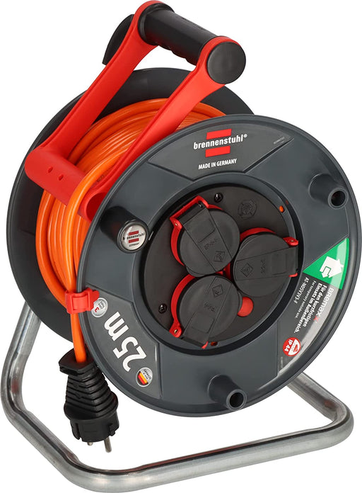 Brennenstuhl Garant IP44 Kabeltrommel 25m outdoor (Made in Germany, Kabel in Signalfarbe orange, kurzfristiger Einsatz im Außenbereich)