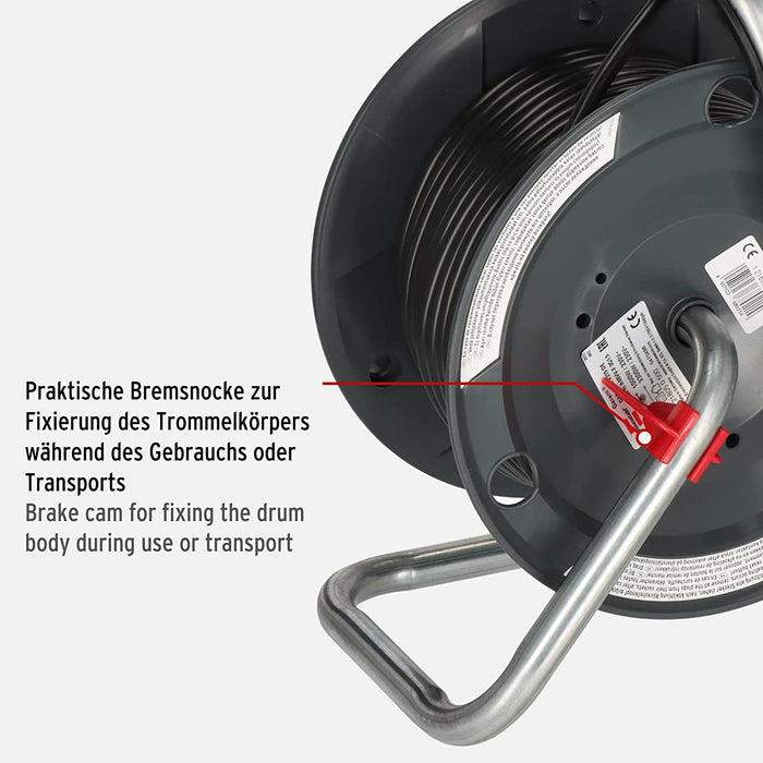 Brennenstuhl Garant Kabeltrommel (25m Kabel in schwarz, Made in Germany, Einsatz im Innenbereich)