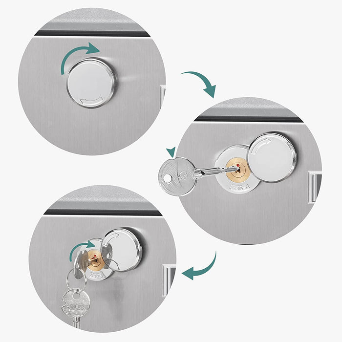 Briefkasten aus Edelstahl, Wandbriefkasten, Schloss mit Kupfer-Schließzylinder, Zeitungsfach, Sichtfenster, Namensschild-Halter, einfache Montage